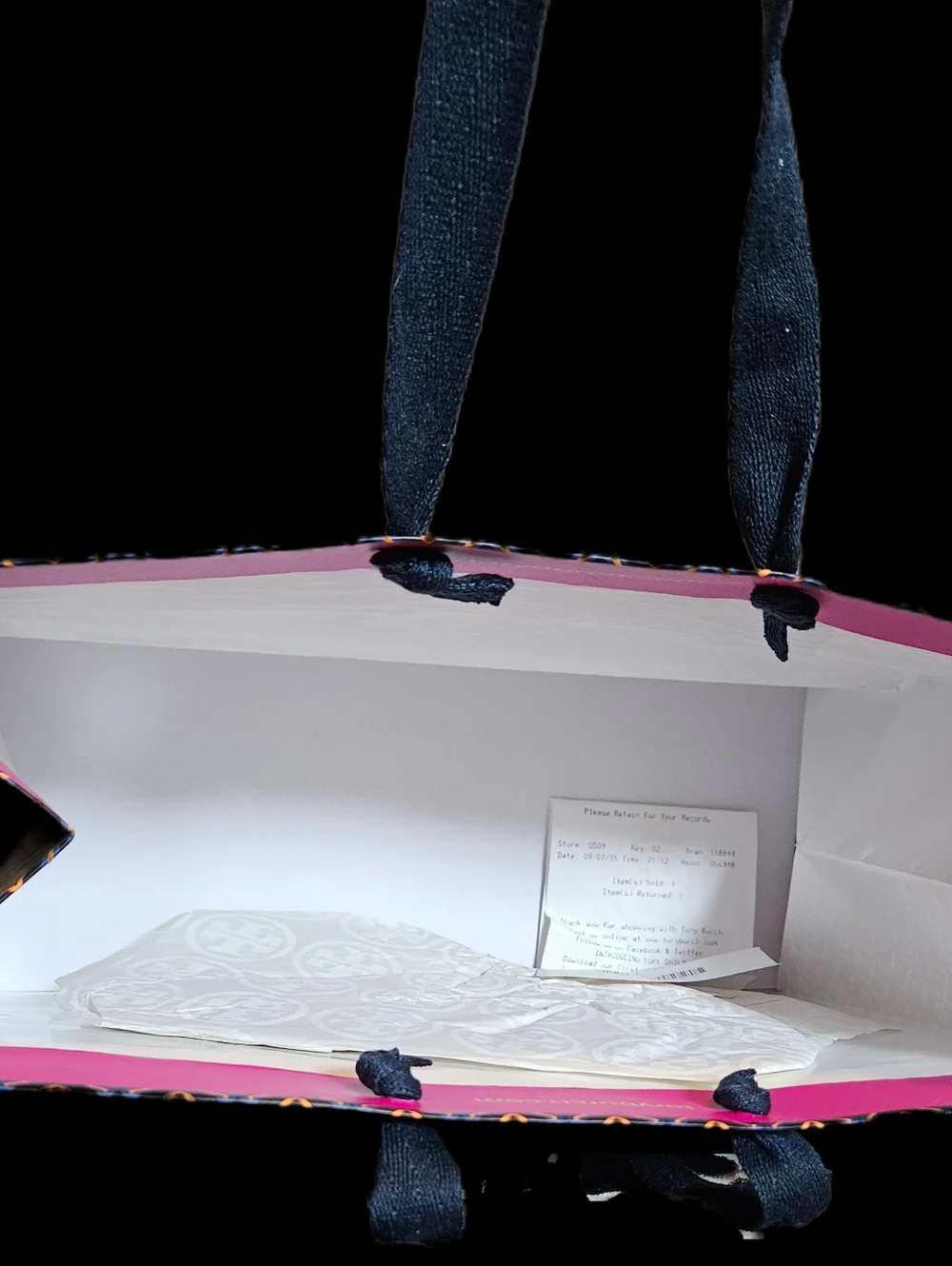 Tory Burch Shopping Gift Bag Tissue Paper Original Receipt Boutique Set RARE